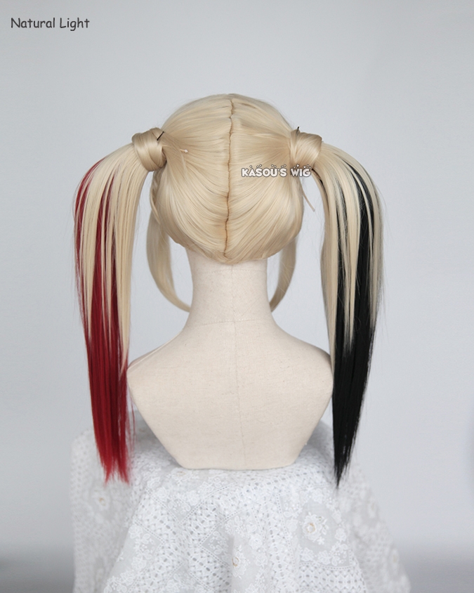 Smiffy's Women's Twisted Harlequin Wig Black and Red Pigtails Harley Quinn